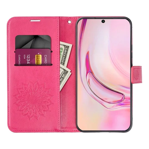 MEZZO knygų dėklas Xiaomi Redmi Note 13 4G, mandala, magenta image 3