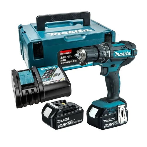 Makita DHP482RTJ Akumuliatorinis smūginis suktuvas, 18V, 2×5,0 Ah image 1