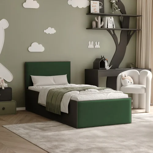Lova SASHI 90 × 200 cm, juoda ir tamsiai žalia image 1