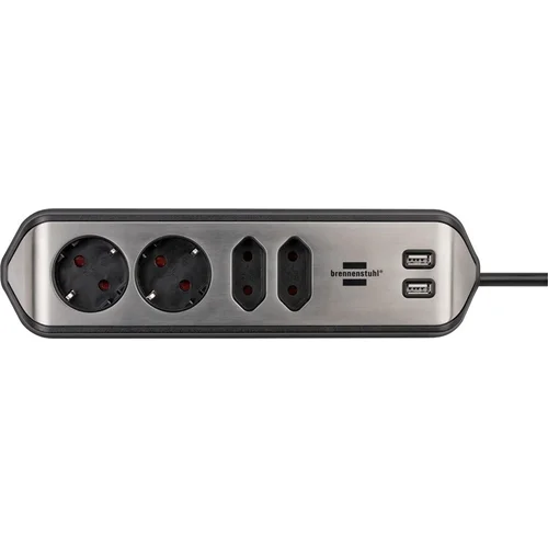 BRENNENSTUHL Buitinis ilgintuvas, 4 lizdai, 2 USB, 2 m image 1