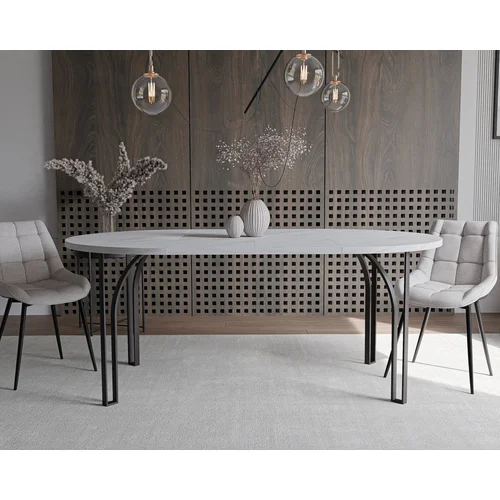 ASTRO išskleidžiamas stalas, 120 cm, juoda / bianco marmuras image 2