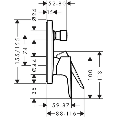 Hansgrohe Talis E 71745700 potinkinis vonios maišytuvas, balta spalva image 2