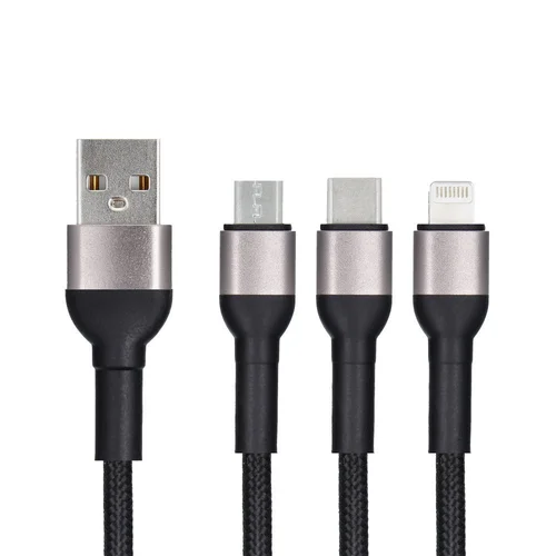 BLUE STAR TFK-DC-010 3-in-1 USB laidas, 1,2 m, juodas image 3