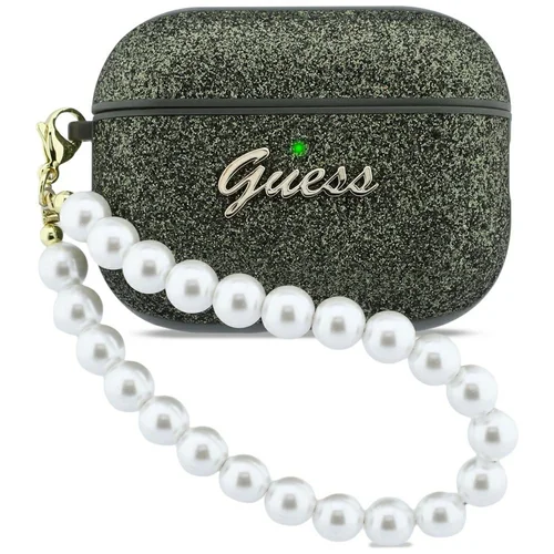 Guess blizgučių perlo dirželio dėklas AirPods Pro 3, juodas image 1