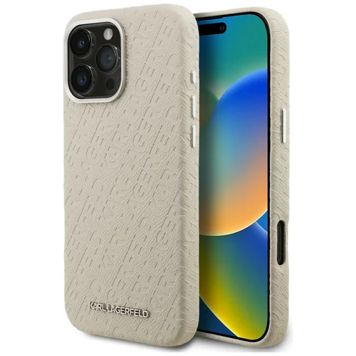 Karl Lagerfeld FW Stamped Karl MagSafe dėklas iPhone 16 Pro Max, šviesiai rudas image 1