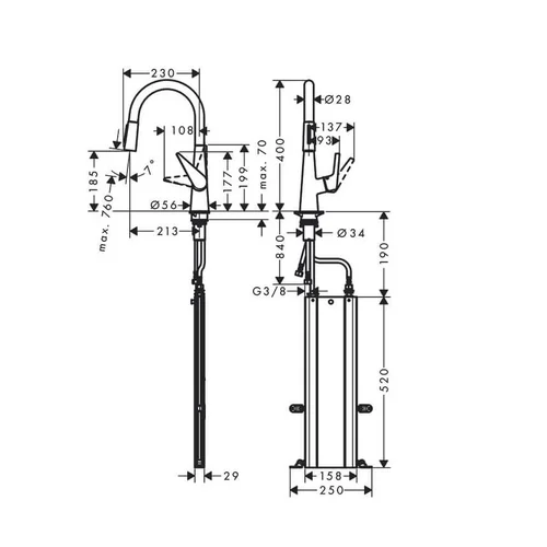 Hansgrohe Talis M51 73851000 virtuvinis maišytuvas Chromo image 2