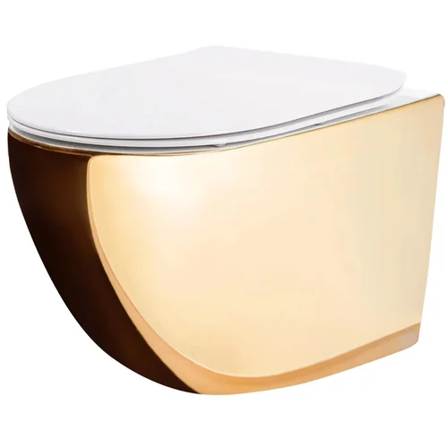 REA Carlo Flat Mini, Gold/White Pakabinamas klozetas image 1