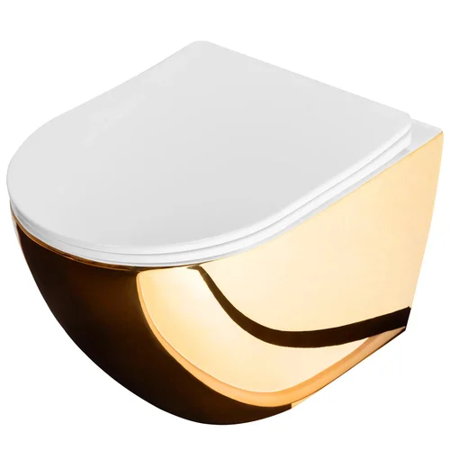 REA Carlo Flat Mini, Gold/White Pakabinamas klozetas image 3