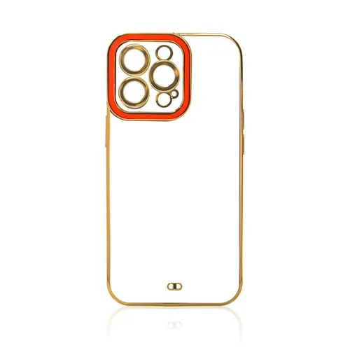 iPhone 12 dėklas su auksiniu rėmeliu ir raudona gėle image 3