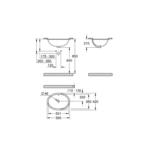 Grohe BAU CERAMIC 39423000, Baltas, 560 × 420 mm image 3