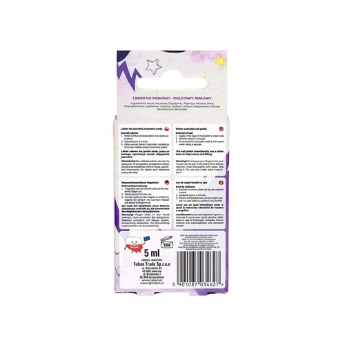 Tuban Tubi Glam ZA5165 purpurinis nagų lakas vaikams, 5 ml image 3