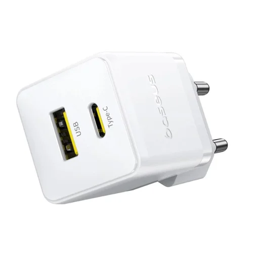 Baseus Palm 30W USB-C USB-A sieninis įkroviklis, baltas image 2