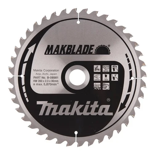 Makita B-08981 Pjovimo diskas 260x30x2,3mm 40T 5° image 2