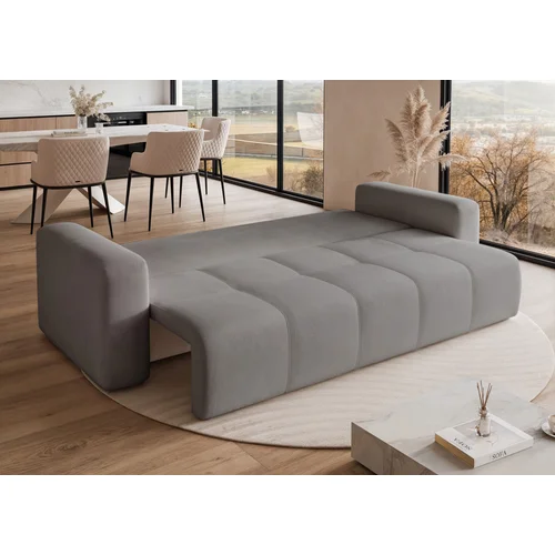 PEDRO trivietė sofa-lova su patalynės dėže, pilka image 2