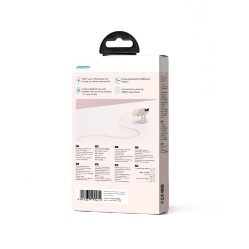 Joyroom Multi-Color Series S-A34 USB-A/USB-C 100 W 1 m rožinis laidas image 2