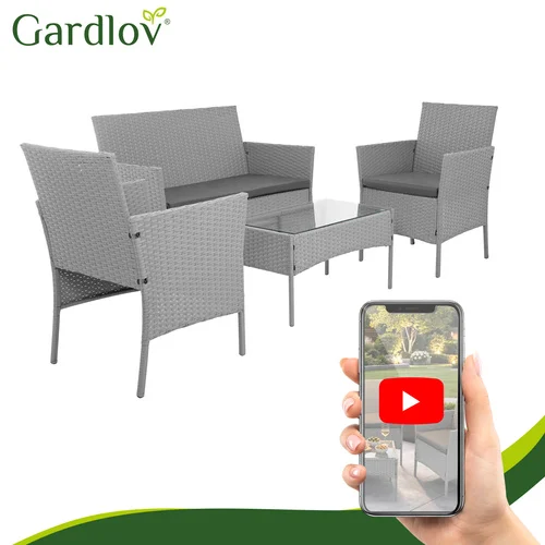 Gardlov 26910 pilkas technorattano sodo baldų komplektas image 1