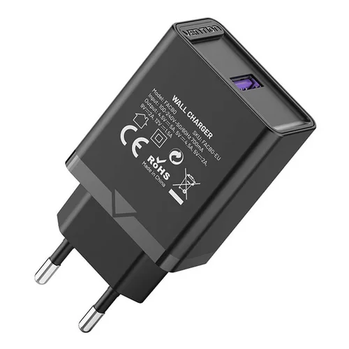 Vention FACB0-EU USB įkroviklis 22,5 W, juodas image 3