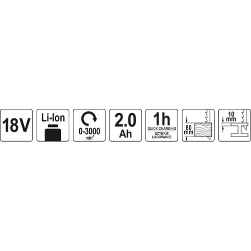 Yato Siaurapjūklis YT-82814 18V Li-ion 2.0Ah 80/10mm image 2