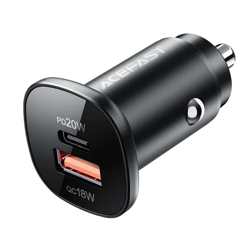 Acefast B1 Mini 38W USB-C+USB-A juodas automobiliinis įkroviklis image 1