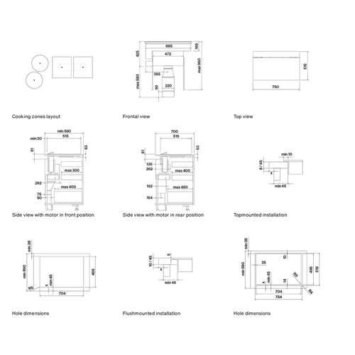 Falmec Brera Worktop indukcinė kaitlentė su integruotu gartraukiu, 75 cm image 3
