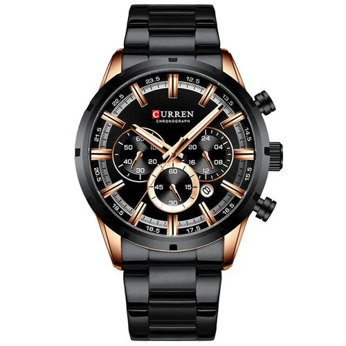 CURREN 8355 vyriškas chronografas, juodas ir rožinio aukso image 1