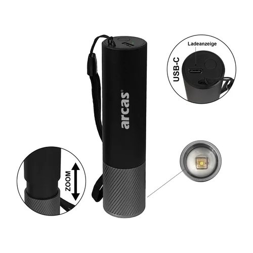 Arcas rankinis žibintuvėlis 3W 300 lm USB-C IP42 image 2
