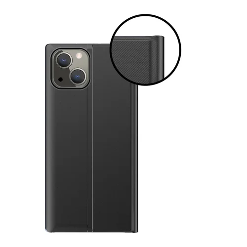 iPhone 13 mini knygos tipo dėklas su išmaniuoju langu, juodas image 3