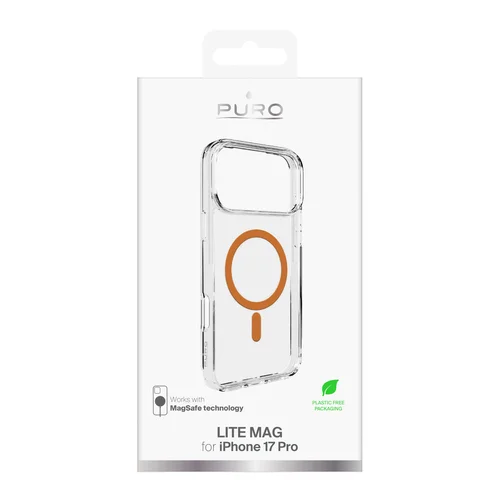 Puro Lite Mag TPU+PC dėklas iPhone 17 Pro, skaidrus su oranžiniu žiedu image 2