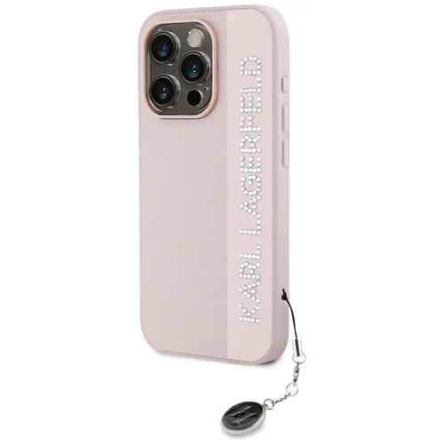 Karl Lagerfeld Saffiano dėklas iPhone 15 Pro, rožinis image 2