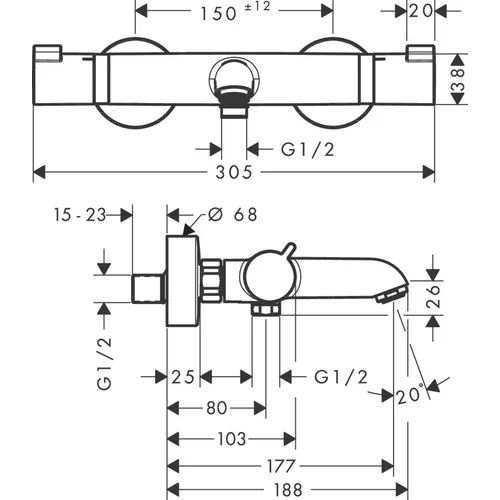 Hansgrohe Ecostat 13114140 Termostatinis vonios maišytuvas image 2