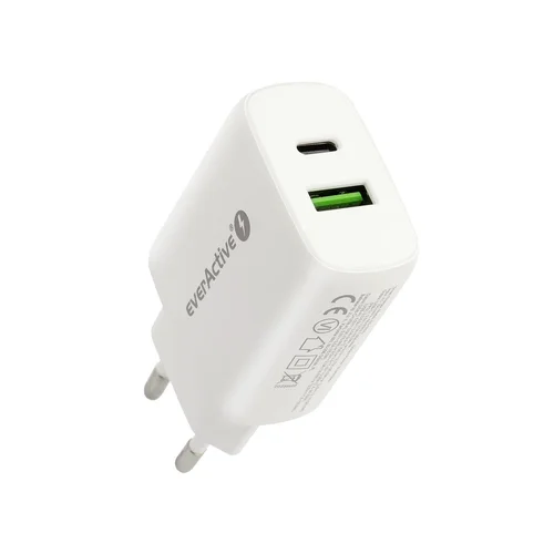 USB įkroviklis 25 W, USB-A ir USB-C, baltas image 1