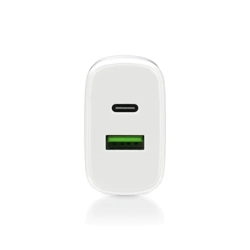 USB įkroviklis 25 W, USB-A ir USB-C, baltas image 2