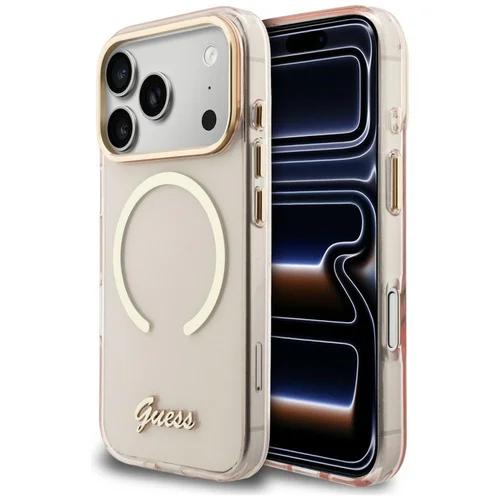 Guess IML Script Metal MagSafe dėklas iPhone 17 Pro, rožinis image 1