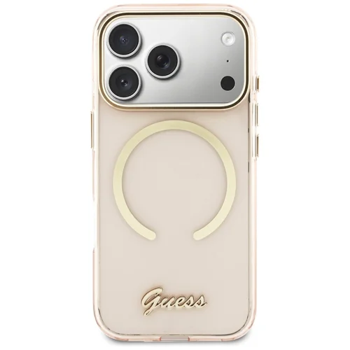 Guess IML Script Metal MagSafe dėklas iPhone 17 Pro, rožinis image 3
