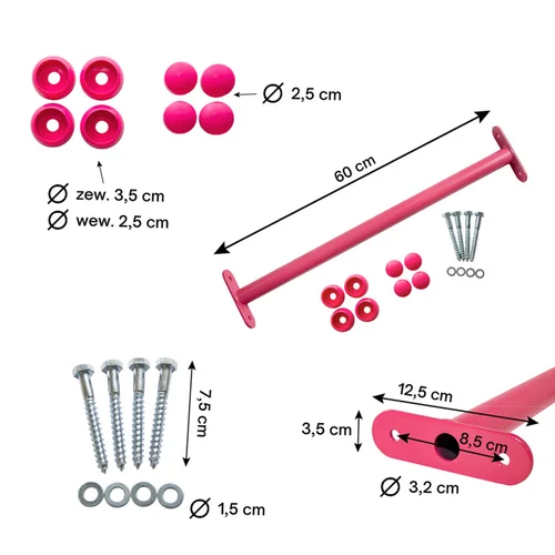 Metalinis skersinis 60 cm, Rožinis image 2