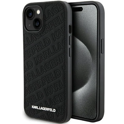 Karl Lagerfeld siuvinėto K rašto dėklas iPhone 15, juodas image 1