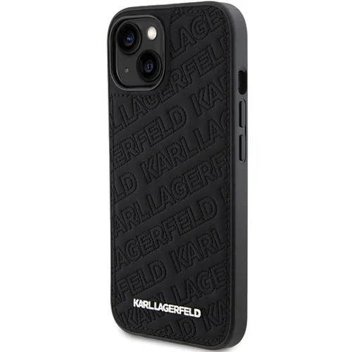 Karl Lagerfeld siuvinėto K rašto dėklas iPhone 15, juodas image 2