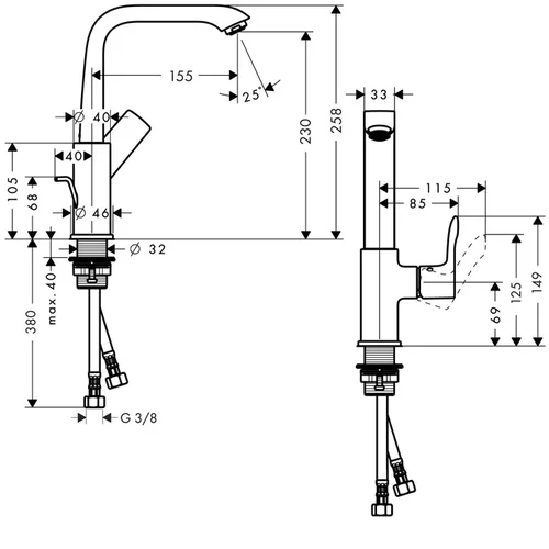 Hansgrohe Metris 230 31087000 Chromo praustuvo maišytuvas image 2