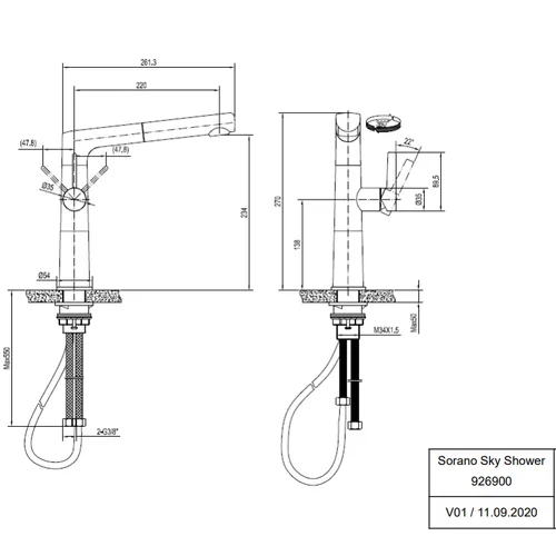 Villeroy & Boch Sorano Sky Shower 926900LC Virtuvinis maišytuvas image 3
