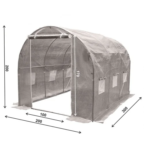 Šiltnamis su armuota plėvele 6 m2, 2x3 m, pilkas image 3