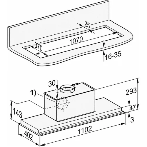 Miele DA 2518 įmontuojamas gartraukis 110 cm Nerūdijančio plieno image 3