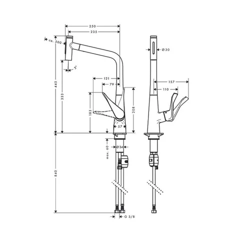 Hansgrohe Metris Select M71 73820000 virtuvinis maišytuvas Nerūdijančio plieno atspalvis image 3