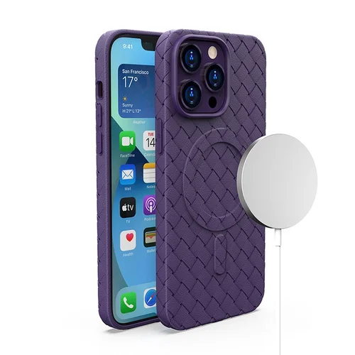 MagSafe Woven Case dėklas iPhone 15 Pro, violetinis image 1