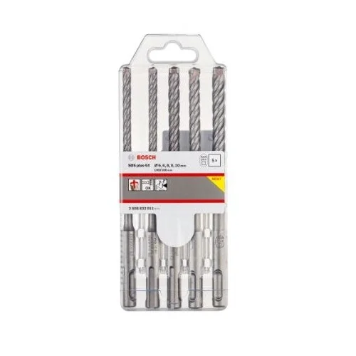 Bosch SDS plus-5X grąžtų komplektas, 5 vnt., 6/6/8/8/10 mm, 2608833911 image 2
