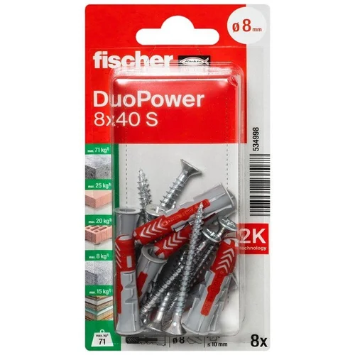 Dvikomponentiniai kaiščiai su varžtu Fischer DuoPower, 8x40 mm, 8 vnt. image 2