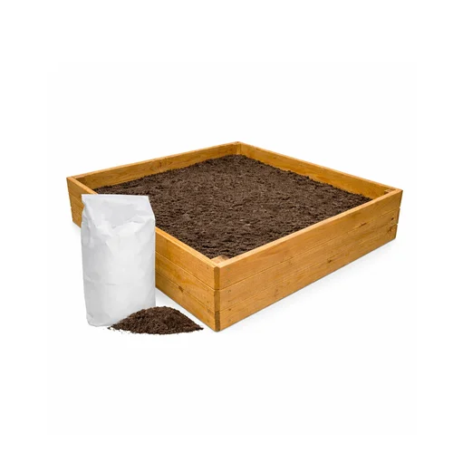 Medinė lysvė 80x80x27 cm su biožeme ir geotekstilės patiesalu, ruda image 1