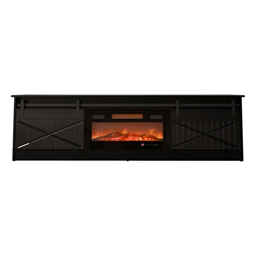 GRANERO TV spintelė su elektriniu židiniu 200 × 56,7 × 35 cm, juoda image 1