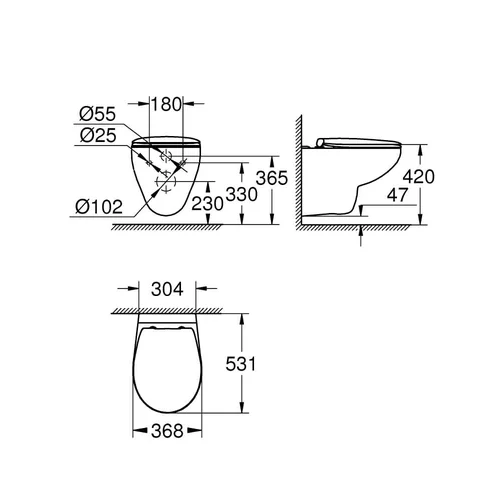 Grohe BauCeramic Rimless pakabinamas klozetas su lėtaeigiu dangčiu image 2