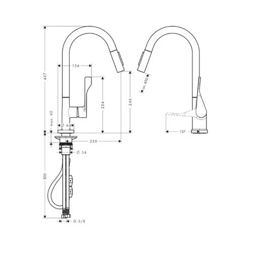 HANSGROHE AXOR Citterio 250 39835670 juoda matinė image 2