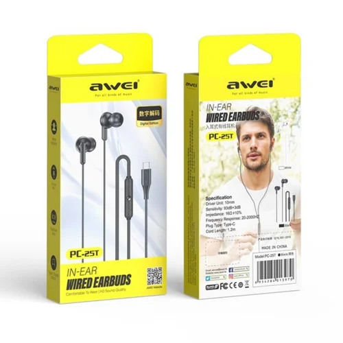 Awei PC-25T USB-C ausinės juodos image 2